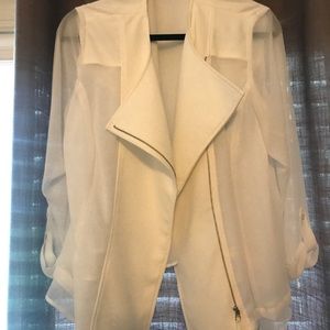 Lane Bryant sheer zip front blouse